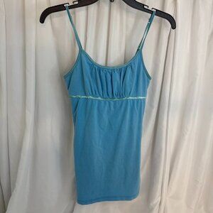 Bozzolo Blue Ruched Adjustable Spaghetti Strap Top Women Large